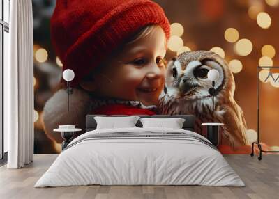 child in a fantastic Christmas concept of friendship and love with others at Christmas Wall mural