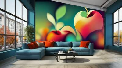 red apple on black background Wall mural