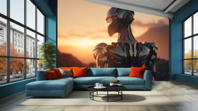 Robot watching the sunset Wall mural