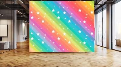 Rainbow color stars pattern vector Wall mural