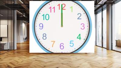 Colorful clock showing twelve o'clock Wall mural