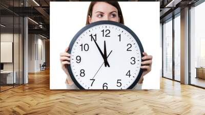 Time management for woman - concept. Fear of deadline Wall mural