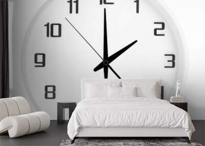 White round office clock showing two o'clock isolated on white background. Blank white clock showing 2 PM or 2 AM time Wall mural