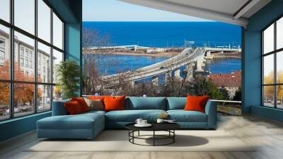 Bridge on Route 36, New Jersey, connecting the Atlantic Highlands with Sandy Hook and Sea Bright in New Jersey, USA, viewed from the Navesink Twin Lights property-11 Wall mural