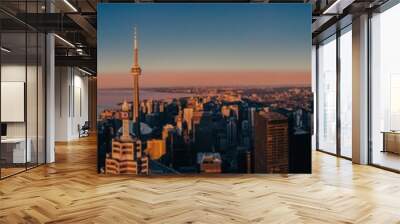 Cinematic panorama of a beautiful sunrise in Toronto Wall mural