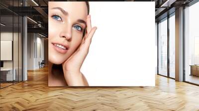 Beautiful woman portrait with fresh clear nude make up, healthy skin, skin care. Wall mural