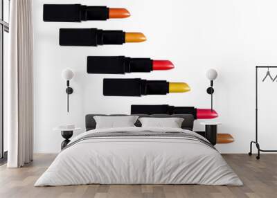 Set of color lipsticks. Lipstick set isolated on white backgroun Wall mural