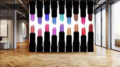 Set of color lipsticks. Lipstick set isolated on white backgroun Wall mural