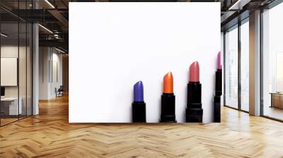 Set of color lipsticks. Lipstick set isolated on white backgroun Wall mural