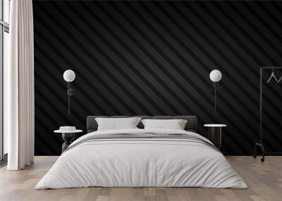 Black lighting background with diagonal stripes. Vector abstract background Wall mural