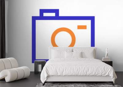 camera outline blue orange icon vector illustration Wall mural