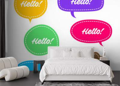 Trendy speech bubbles set in flat design with messages vector illustration Wall mural