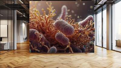 Macro view of healthy gut bacteria and microbes. Wall mural