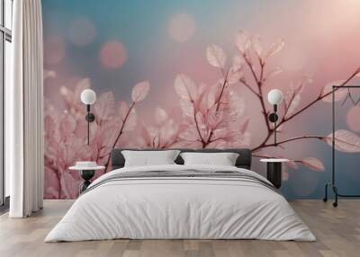 Soft gradient background with hues of pink and blue. Wall mural