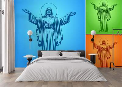 Jesus Christ, holy Spirit, blessing, Christianity, vector Wall mural