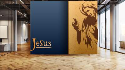 Сard with the image of Jesus Christ, Blessing, Christianity religion, Easter background, Vector illustration Wall mural