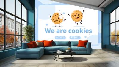 Internet Cookies Technology Illustration with Track Cookie Record of Browsing a Website in Flat Cartoon Hand Drawn Landing Page Templates Wall mural