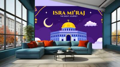 Isra Mi'raj Cover Flat Cartoon Hand Drawn Templates Background Illustration Wall mural