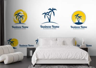 sun, palm, landscape, travel, tour, vector logo design 6 Wall mural