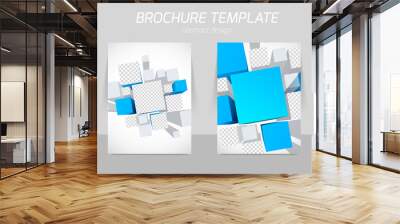 Brochure template with blue squares Wall mural