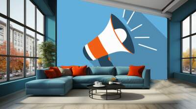 Megaphone flat icon Wall mural