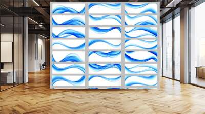 Set of blue wave banners Wall mural