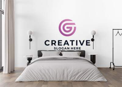 abstract symbol letter G logo design. Wall mural