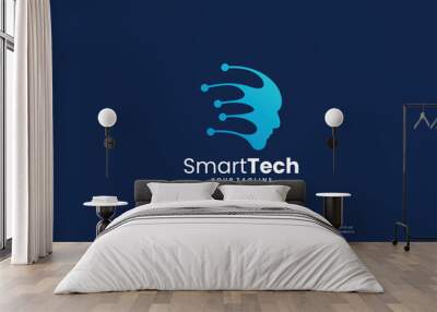 Future artificial intelligence logo design. Wall mural