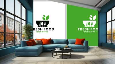 healthy restaurant logo design template for fresh food restaurant Wall mural