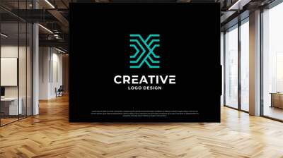 Letter x logo design template. Initial letters X. Creative X symbol. Wall mural