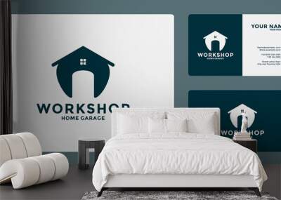 minimalist home workshop logo design Wall mural