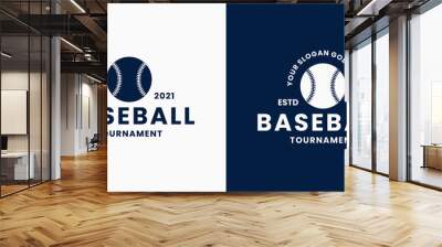 set baseball with ball logo design badge for sport Wall mural