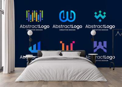 Set of abstract letter w logo design Wall mural