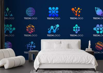 set of abstract technology logo design. Wall mural