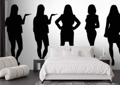 Silhouette of casual woman, business woman logo vector collection. Wall mural