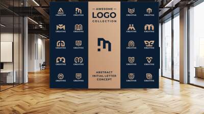 unique initial letter m logo design collection. Wall mural