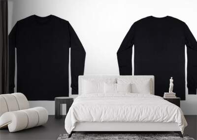 Black long sleeve t shirt front and back view isolated on white background. Wall mural