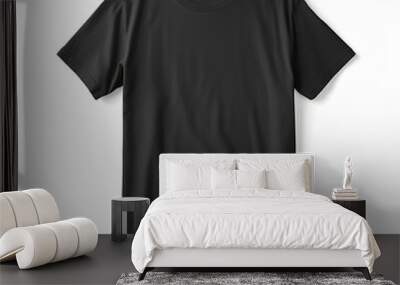 Black t shirt front view, isolated on white background. Ready for your mock up design template. Generative AI Wall mural