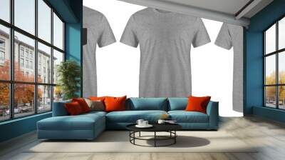 Blank t shirt set bundle pack. Heather grey t shirt isolated on white background with three different style, suitable for mock up or presentation your project. Wall mural