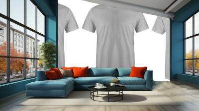 Blank t shirt set bundle pack. soft grey t shirt isolated on white background with three different style, suitable for mock up or presentation your project. Wall mural