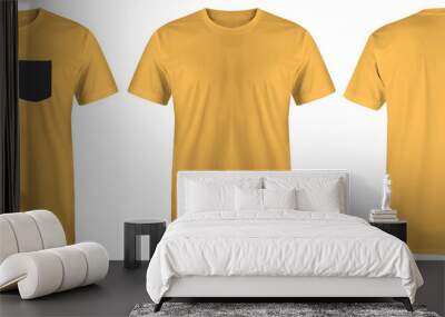 Blank t shirt set bundle pack. yellow t shirt isolated on white background with three different style, suitable for mock up or presentation your project. Wall mural