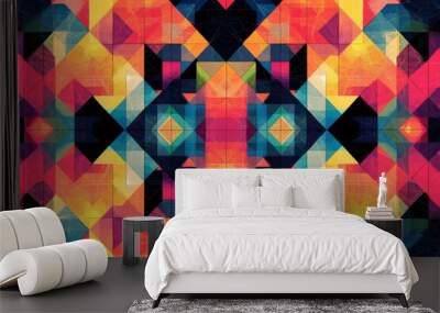 Abstract Geometric Pattern with Vibrant Colors created with Generative AI Wall mural