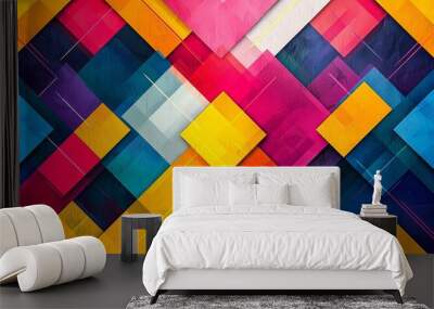 Abstract Geometric Pattern with Vibrant Colors created with Generative AI Wall mural