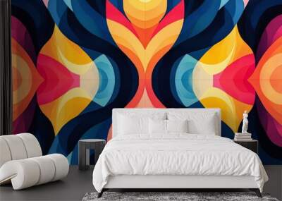 Abstract Geometric Pattern with Vibrant Colors created with Generative AI Wall mural