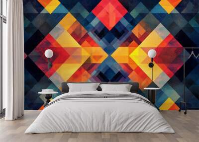 Abstract Geometric Pattern with Vibrant Colors created with Generative AI Wall mural