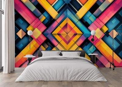 Abstract Geometric Pattern with Vibrant Colors created with Generative AI Wall mural