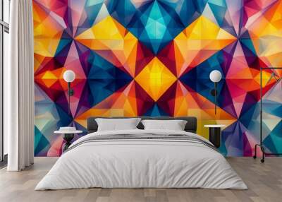 Abstract Geometric Pattern with Vibrant Colors created with Generative AI Wall mural