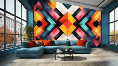 Abstract Geometric Pattern with Vibrant Colors created with Generative AI Wall mural