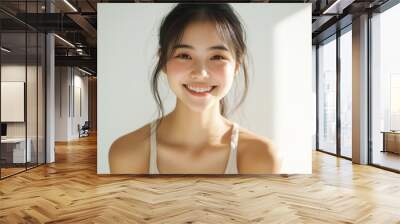 Beautiful young Asian woman smiling and happy created with Generative AI Wall mural