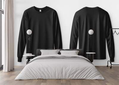 Black long sleeve tshirt mockup isolated created with Generative AI Wall mural